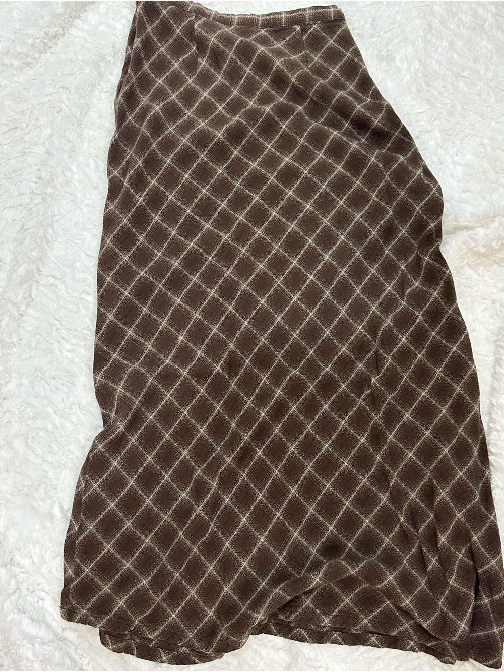 Vintage GAP Brown Diamond-Grid Midi Skirt - Picture 5 of 6